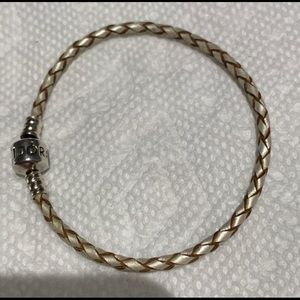 Pandora Leather Rope Bracelet 8” in Ivory